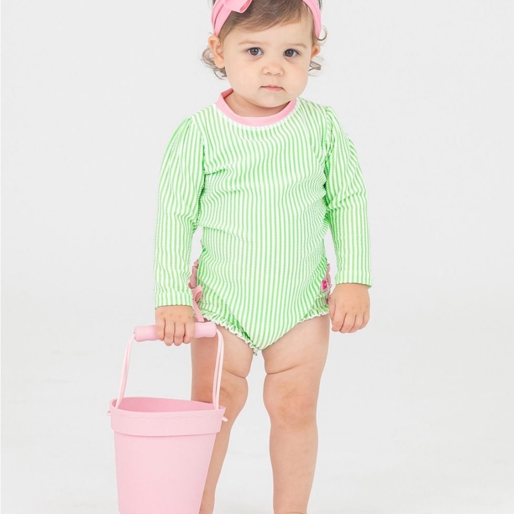 Ruffle Butts Seersucker Baby Swimsuit 6-12 Months